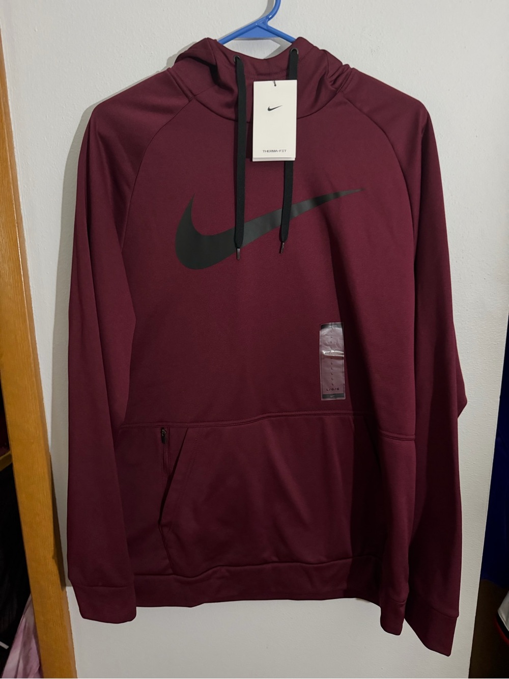 Nike Burgundy Pullover Hoodie with Black Swoosh